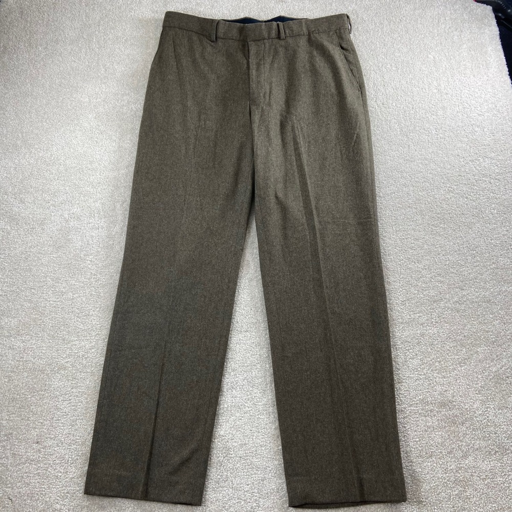 Vintage Polo Ralph Lauren Dress Pants Mens 36R Green Wool Blend Pleated